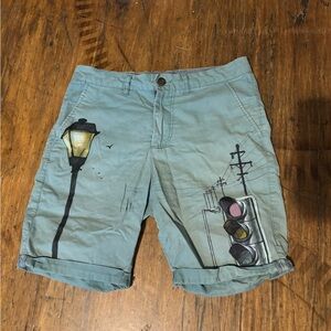 21men Blue Artistic Men Shorts